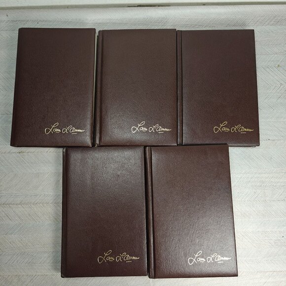Louis LAmour Leatherette Hardcover Book Collection Set Of 5 Bantam Books Vintage - Picture 3 of 6